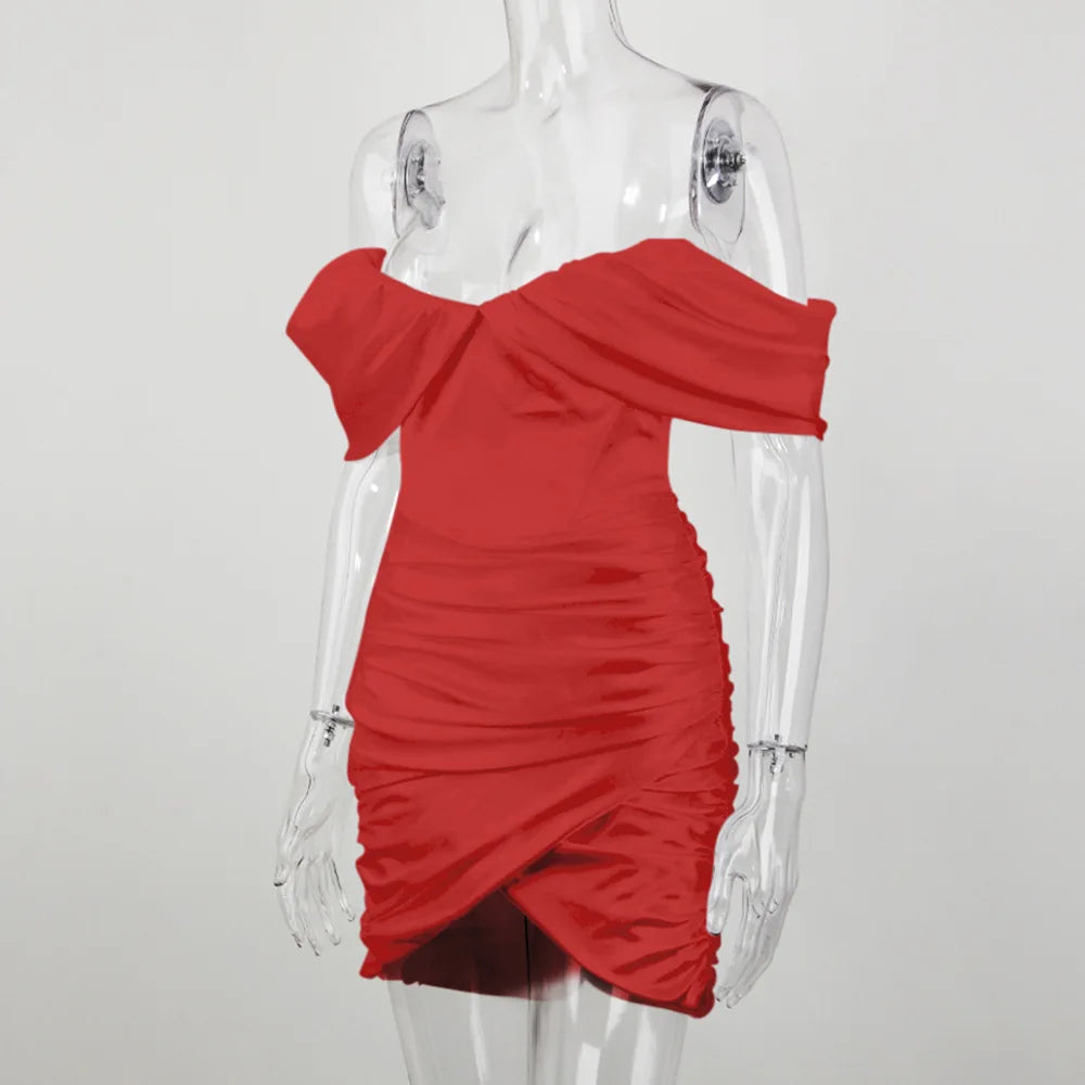 Off-Shoulder Ruched Mini Dress