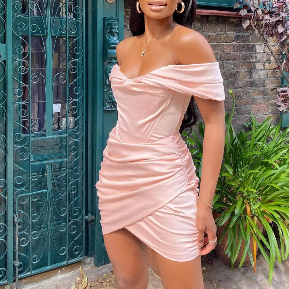 Off-Shoulder Ruched Mini Dress