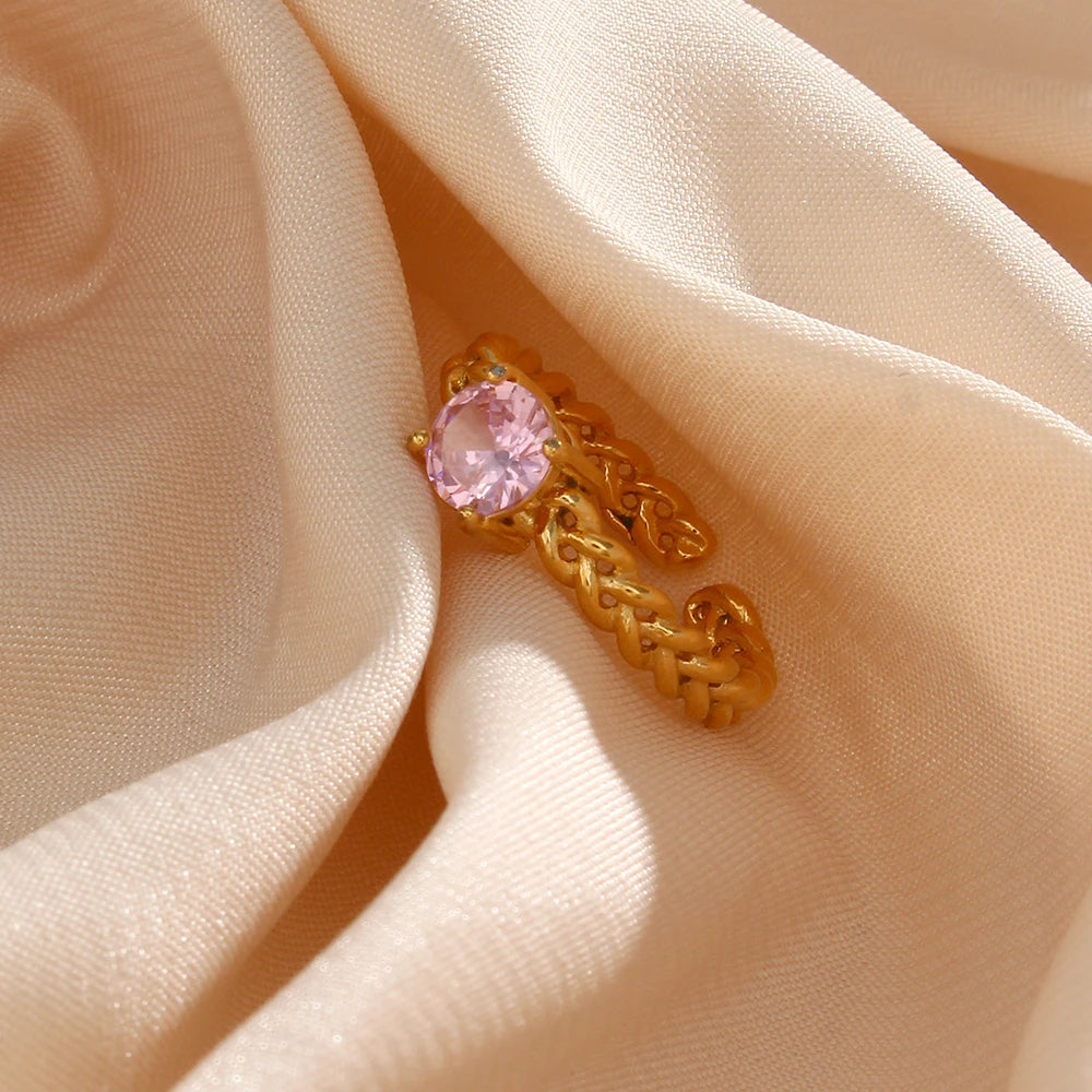 Rope Chain Solitaire Stackable Ring
