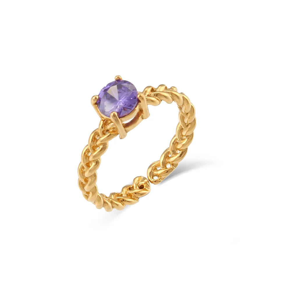 Rope Chain Solitaire Stackable Ring