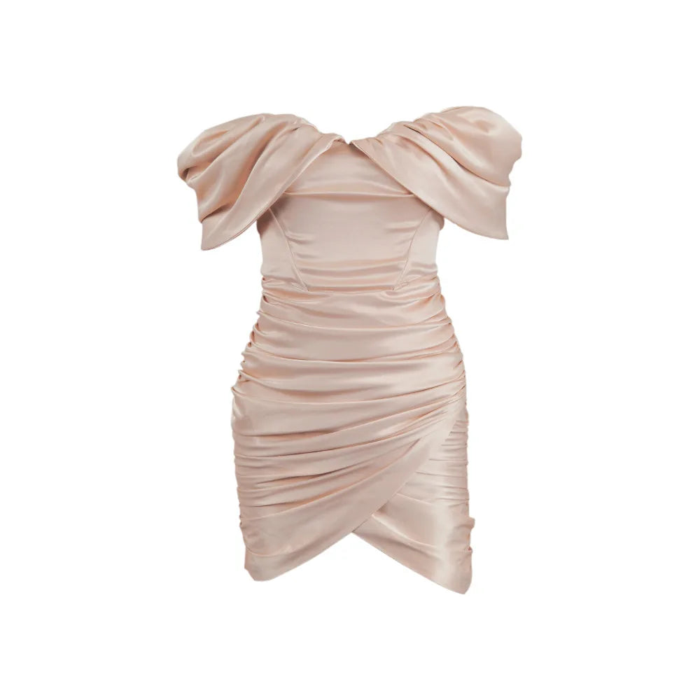 Off-Shoulder Ruched Mini Dress