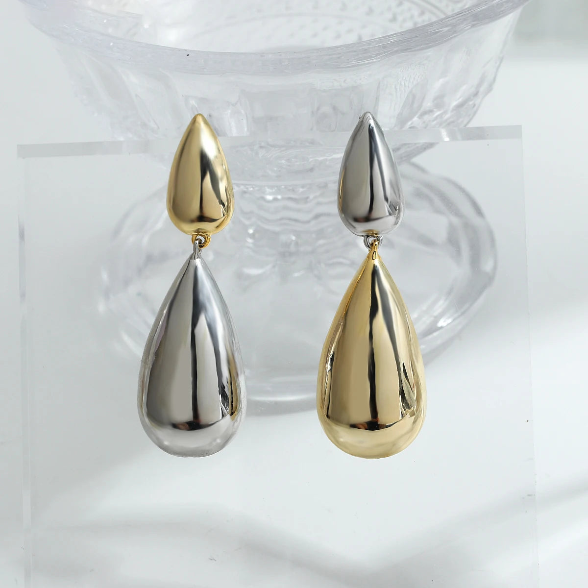 Liquid Teardrop Double Drop Earrings