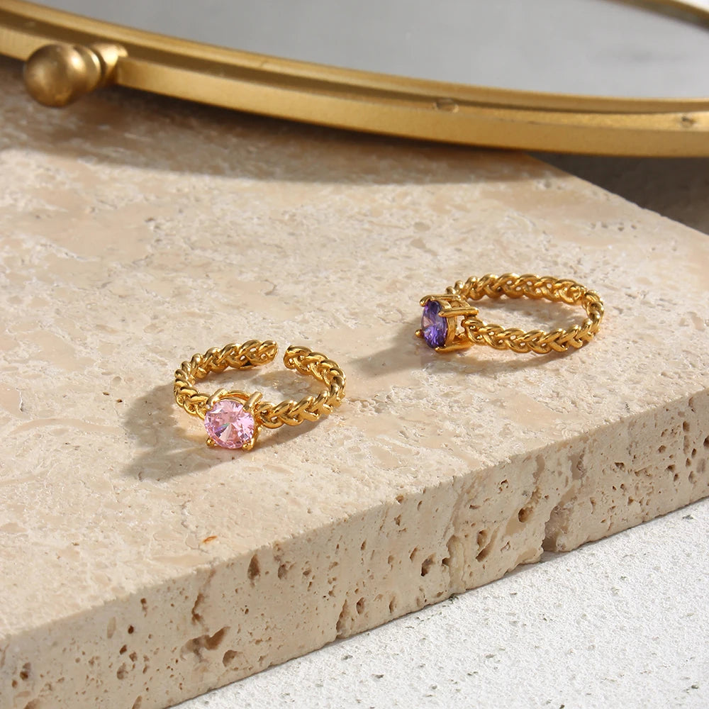 Rope Chain Solitaire Stackable Ring