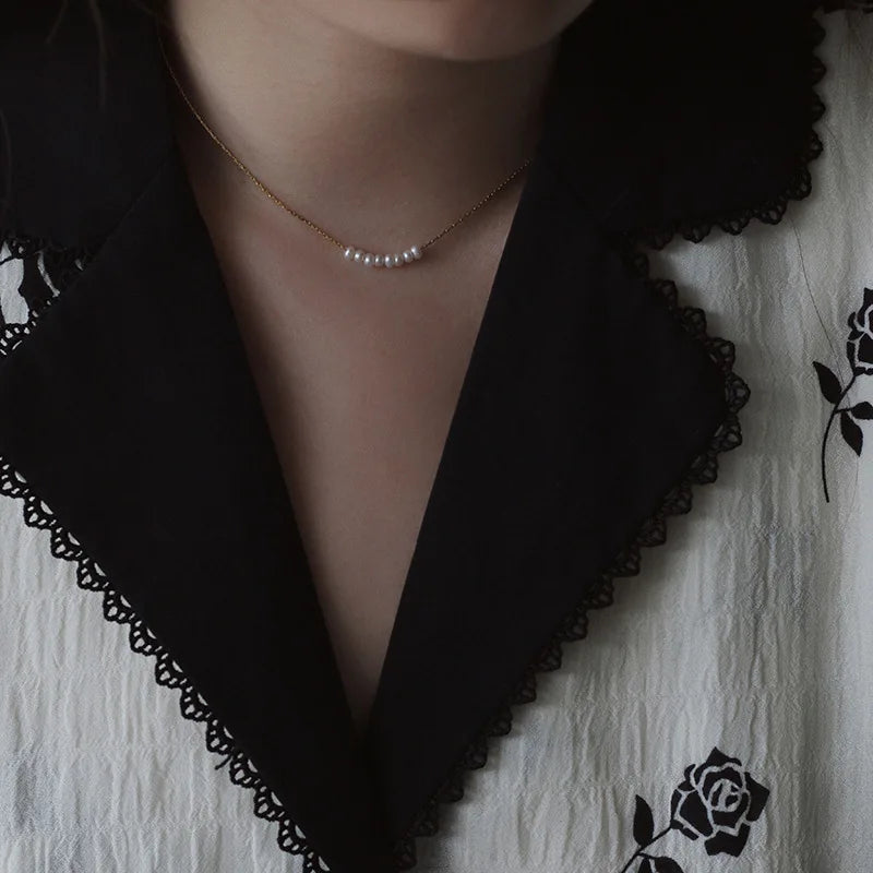 Dainty Pearl Bar Necklace