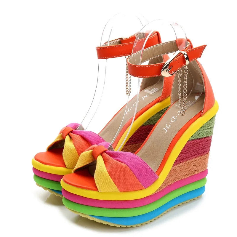 Rainbow Wedge Heels