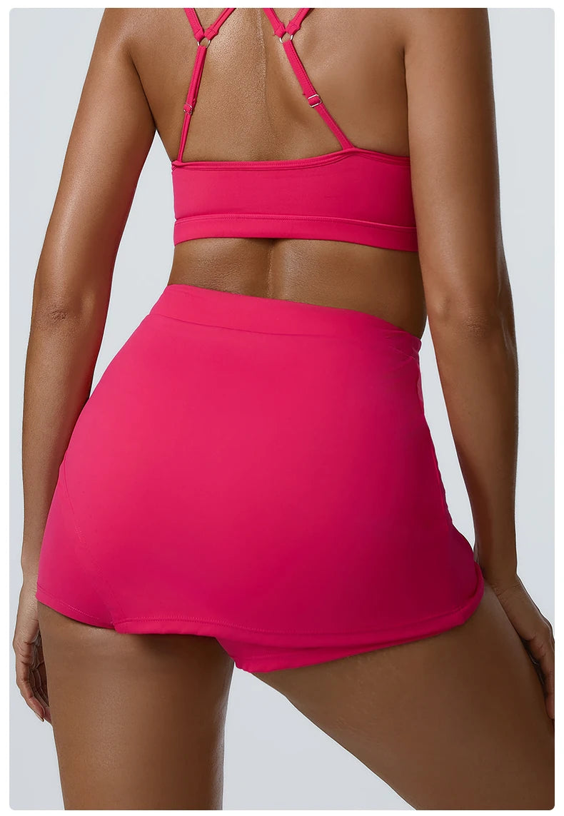 Ruched High-Waisted Athletic Skirt