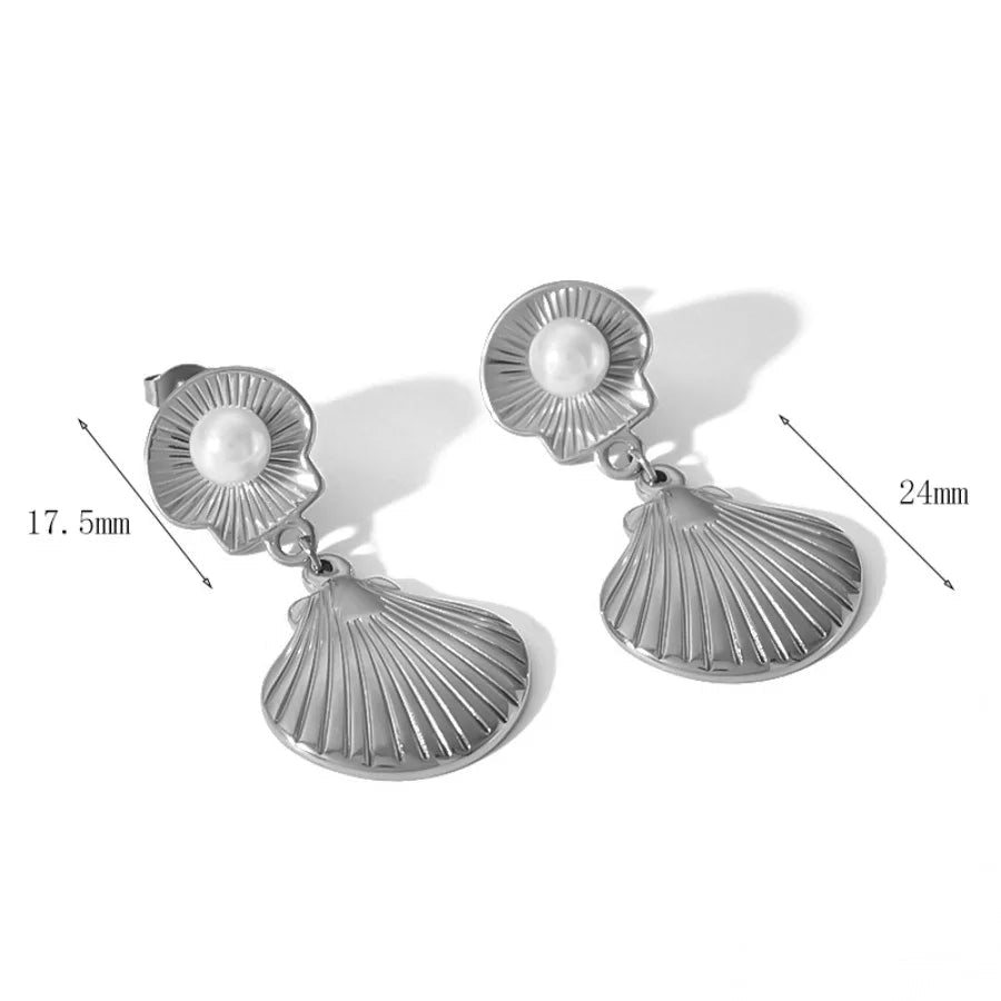 Seashell Pearl Drop Earrings