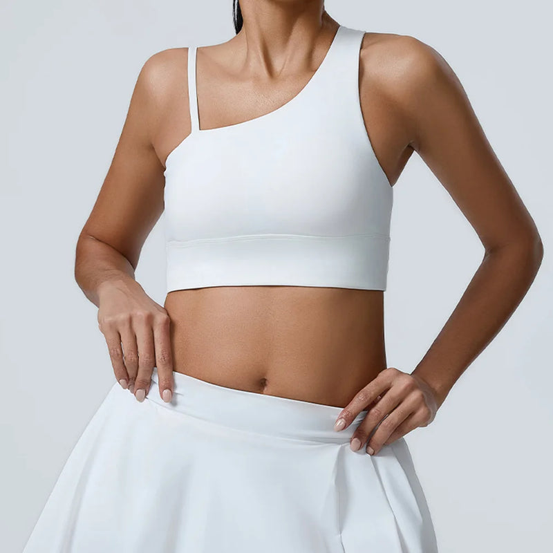 Asymmetric Sports Bra & Pleated Skirt Set