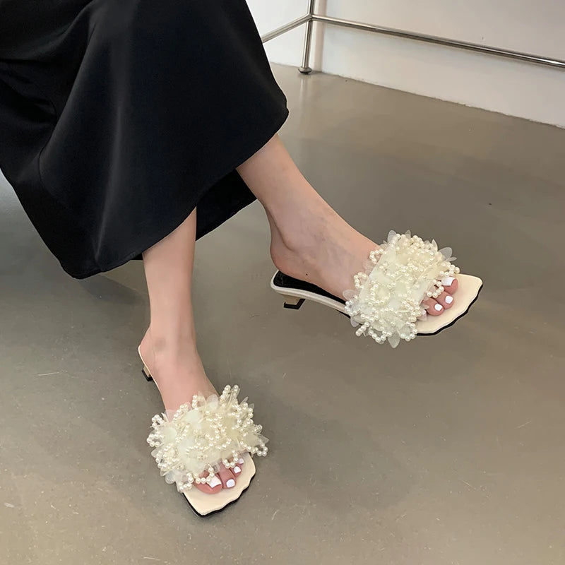 Pearl Bloom Heeled Sandals