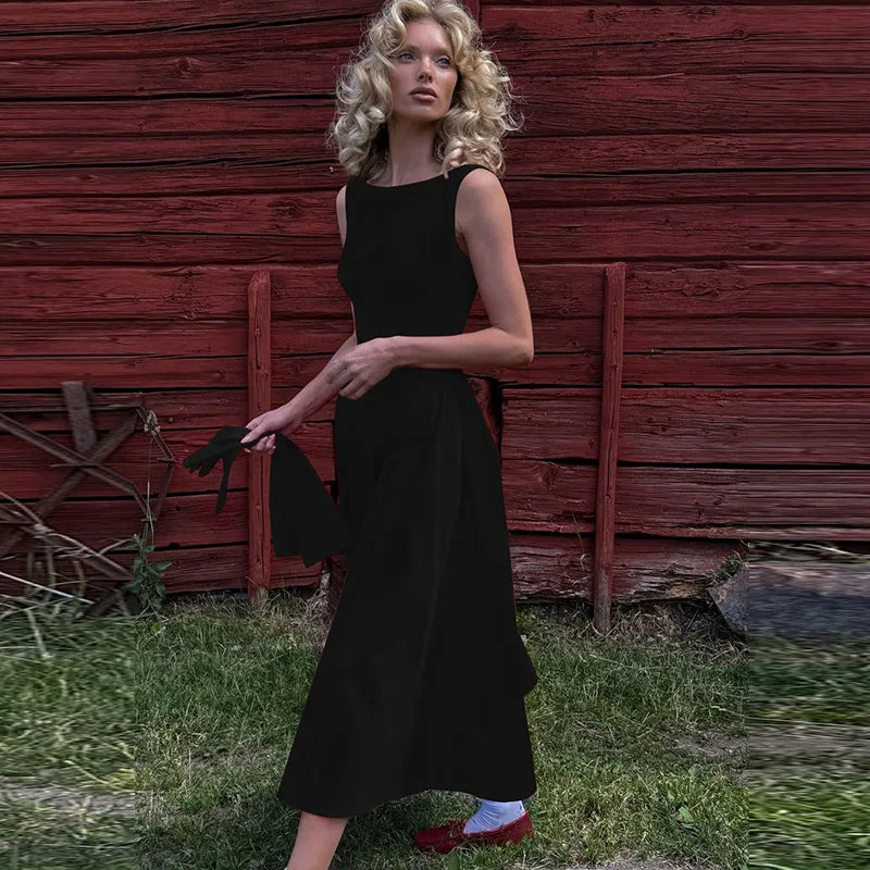 Sleeveless A-Line Midi Dress