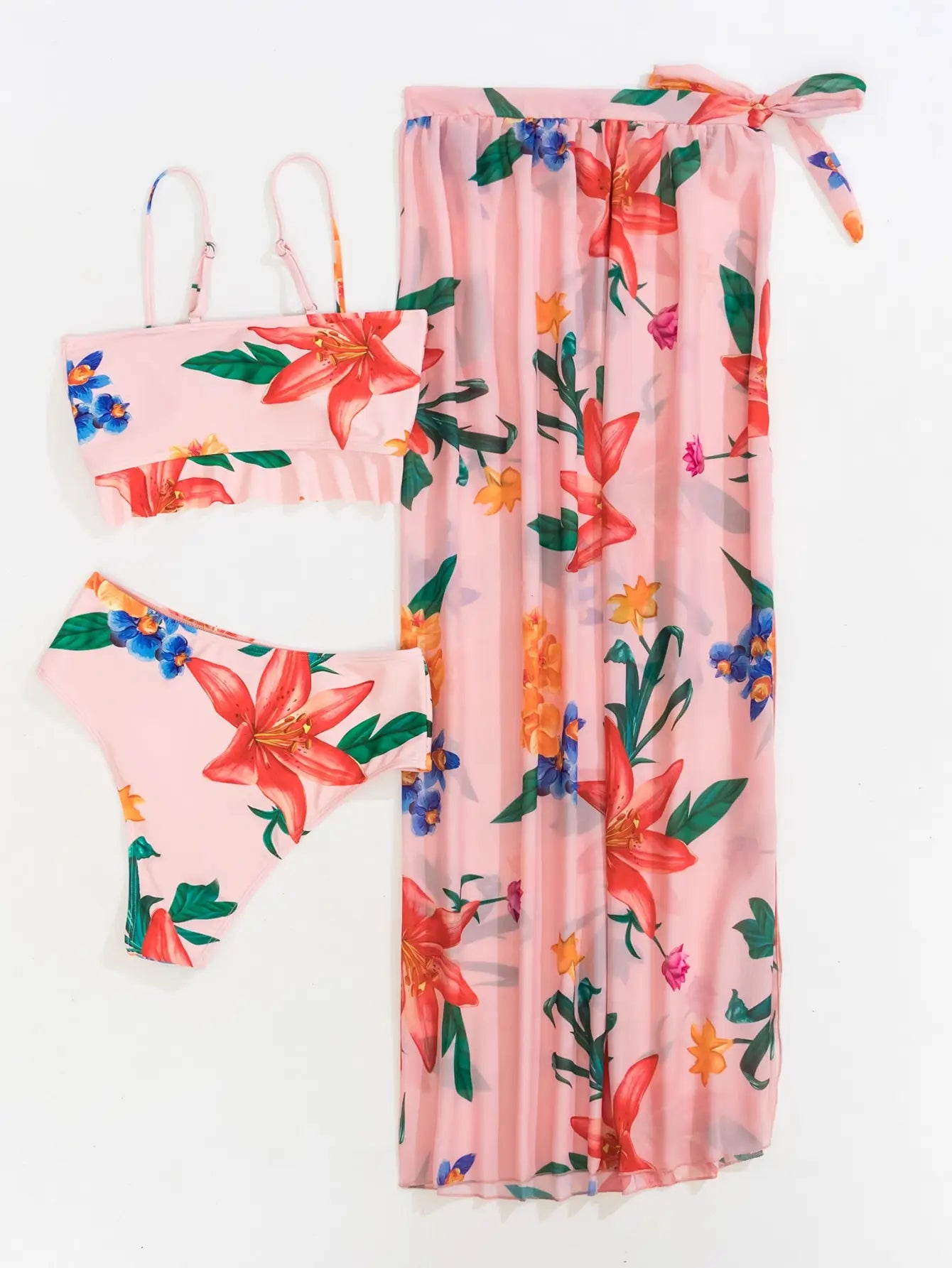 Floral Print Bikini & Sarong Set