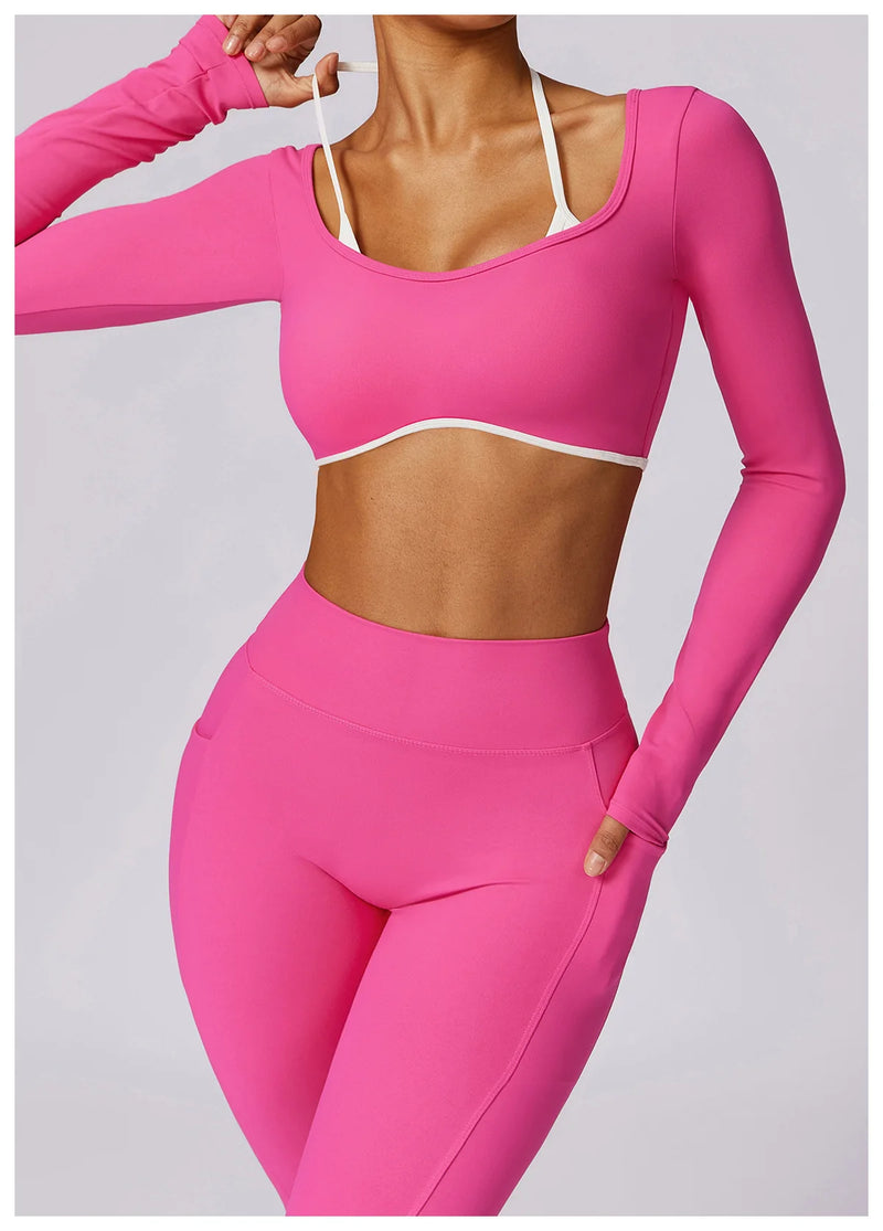 Square Neck Long Sleeve Workout Top