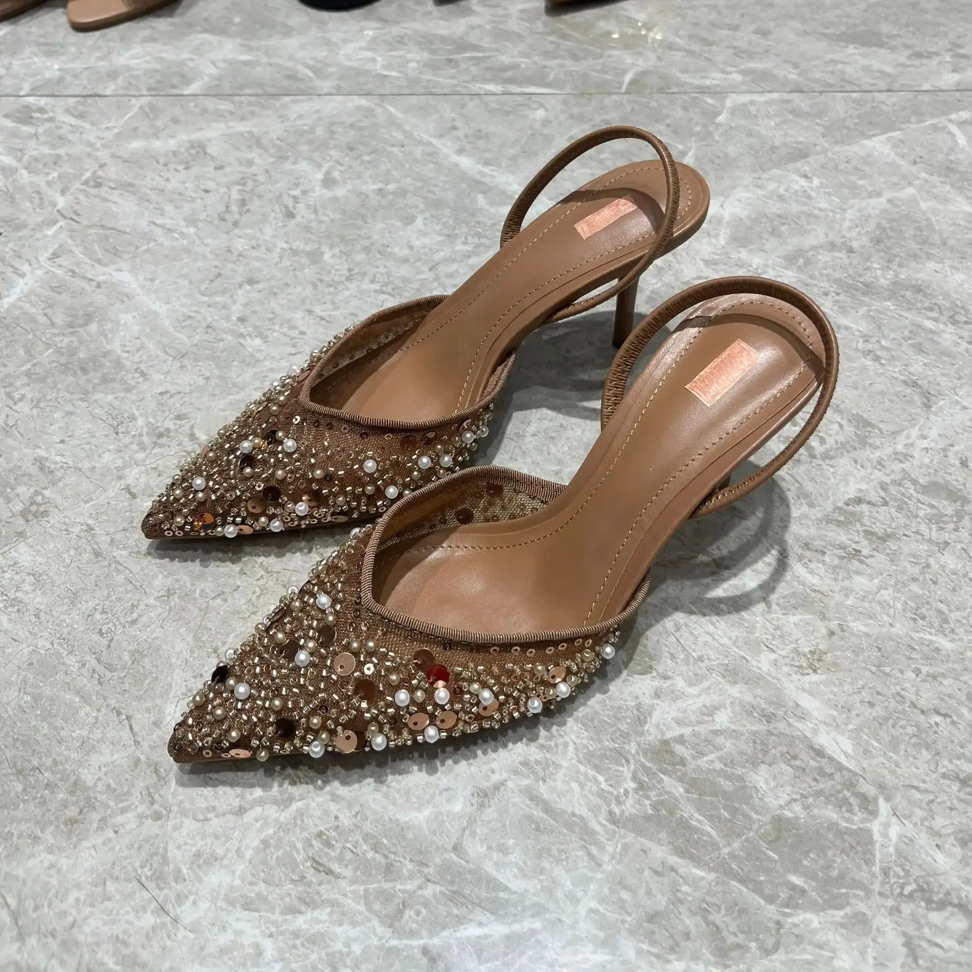 Embellished Slingback Heels