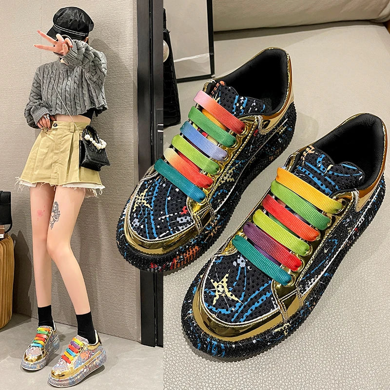 Rainbow Lace Metallic Sneakers