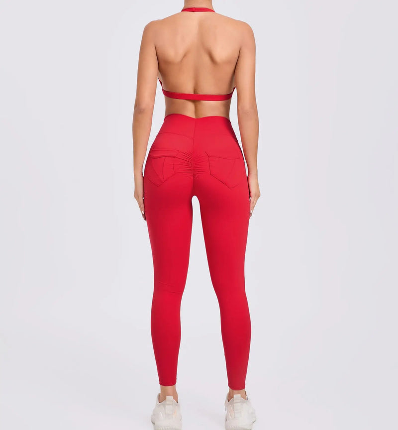 Twist-Front Halter Leggings Set