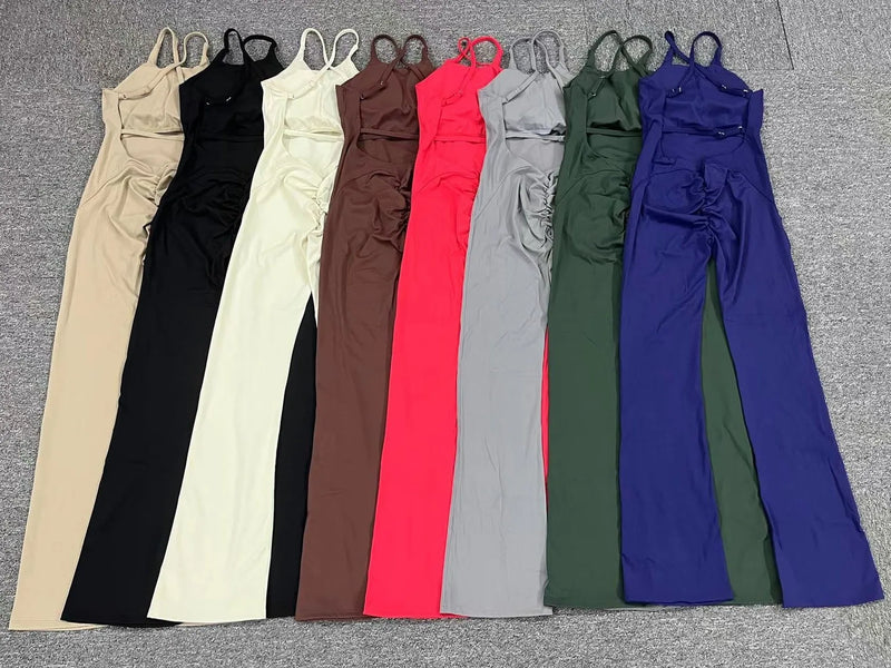 Navy Flared Workout Jumpsuit