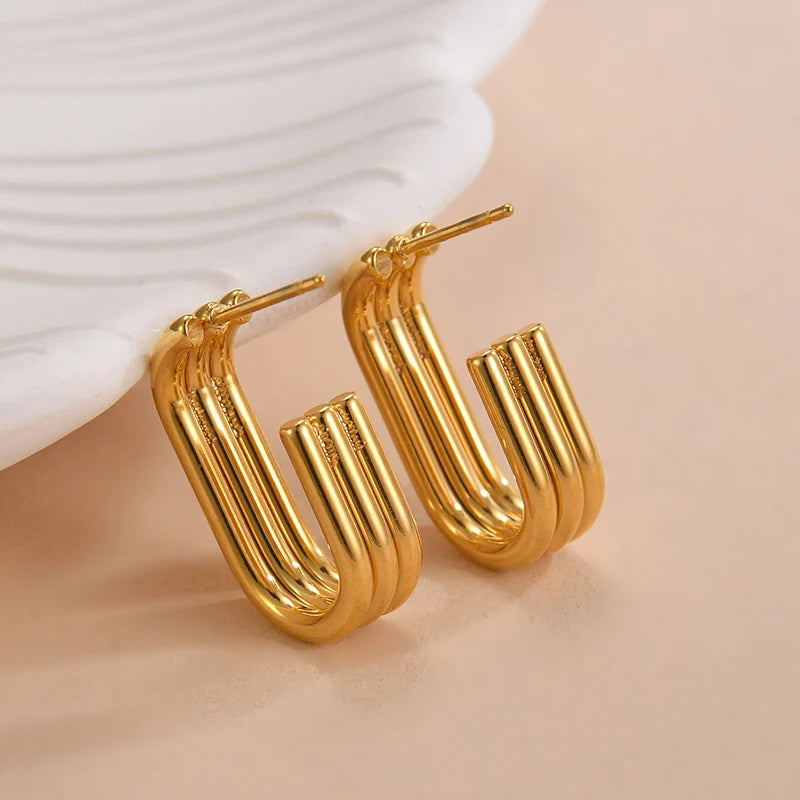 Geometric Gold Hoop Earrings