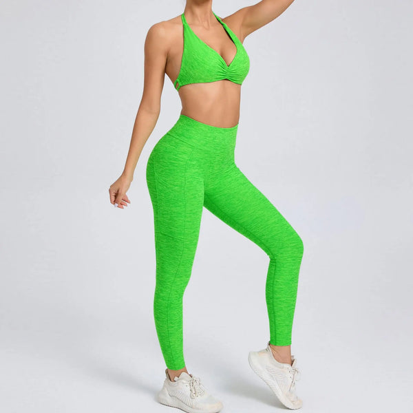 Halter & Ruched Leggings Workout Set