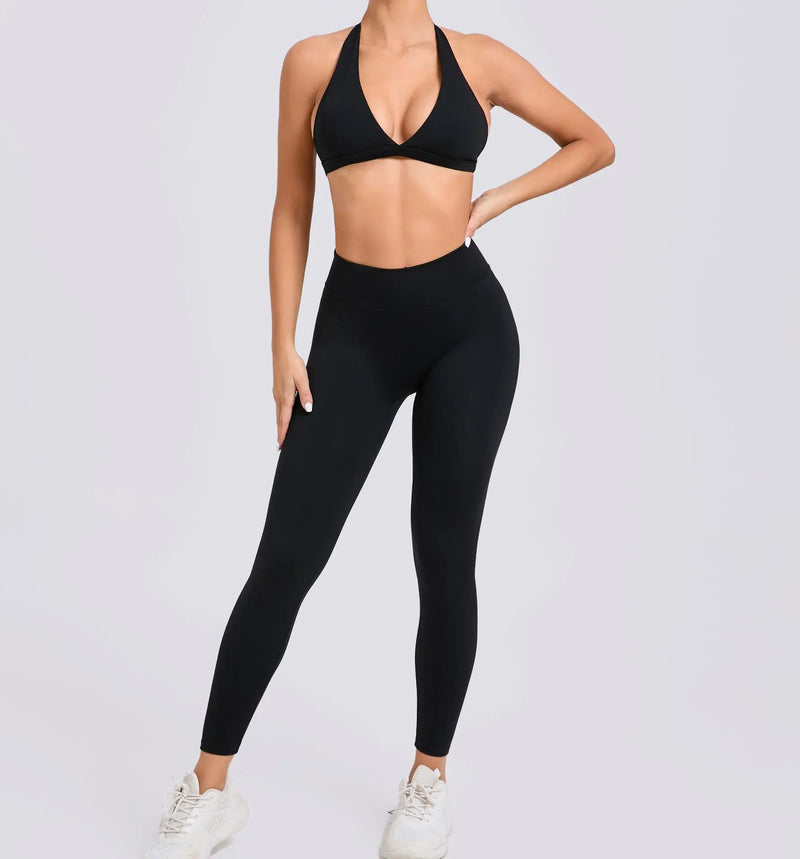 Twist-Front Halter Leggings Set