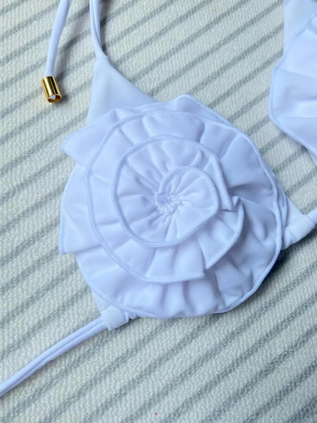 Floral Appliqué Strappy Bikini Set