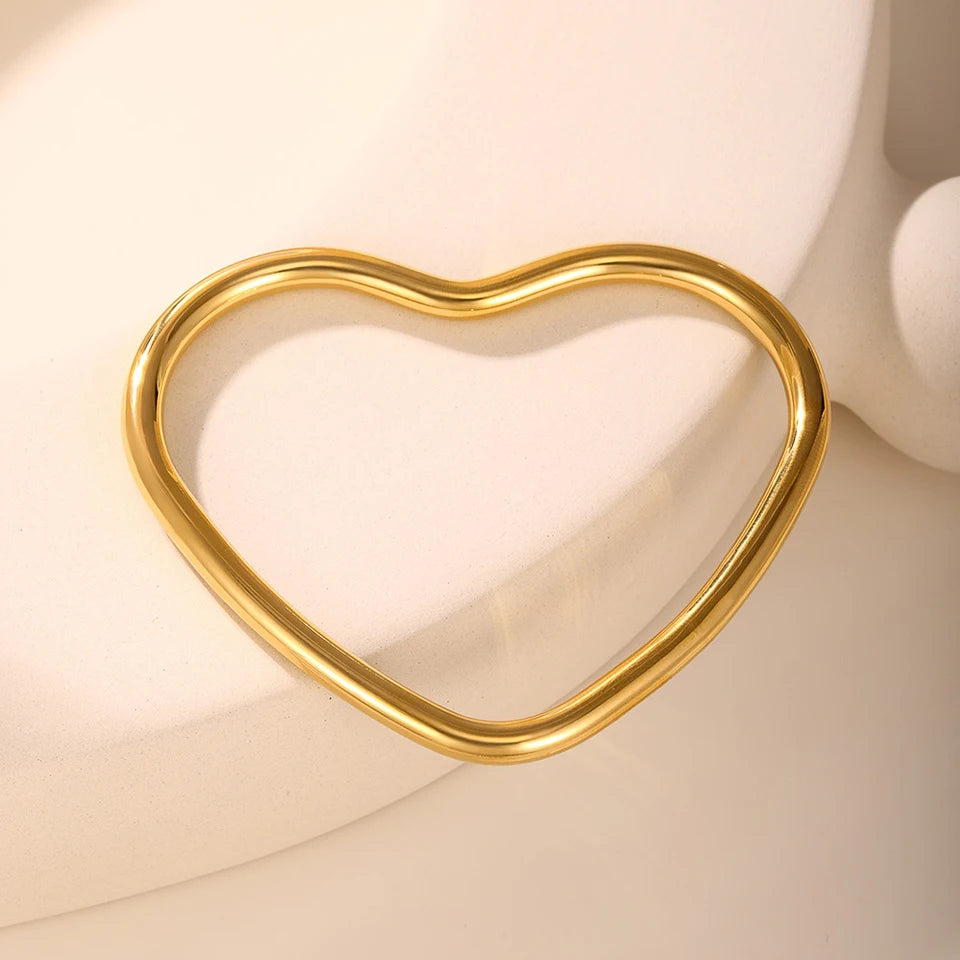 Organic Open Heart Bangle Bracelet