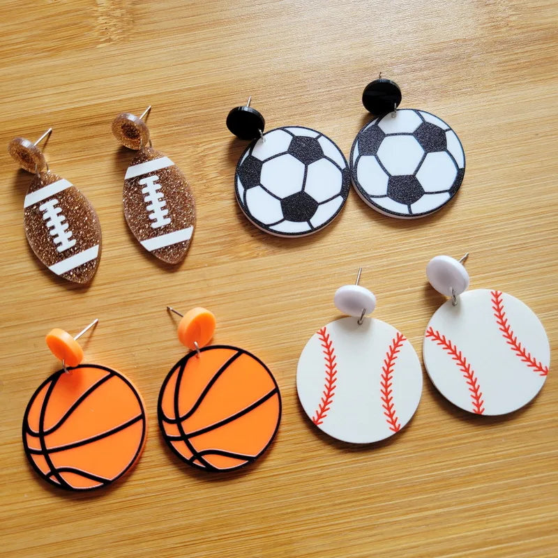 Sports Ball Drop Earrings Set