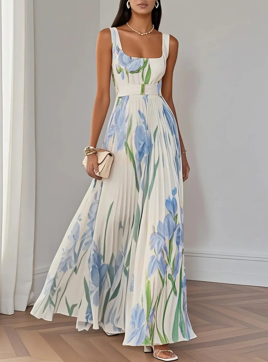 Floral Pleated Maxi Dress