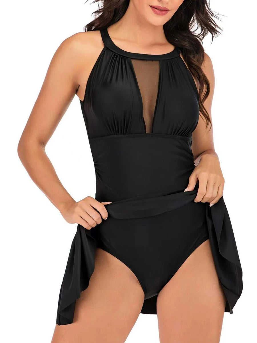 Elegant Mesh Panel Swimdress