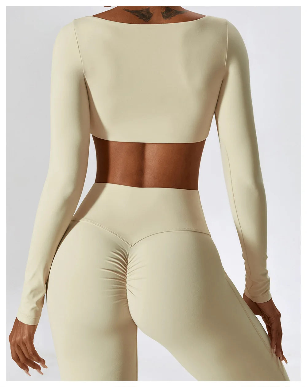 Long Sleeve Crop Top – Square Neck Activewear Top