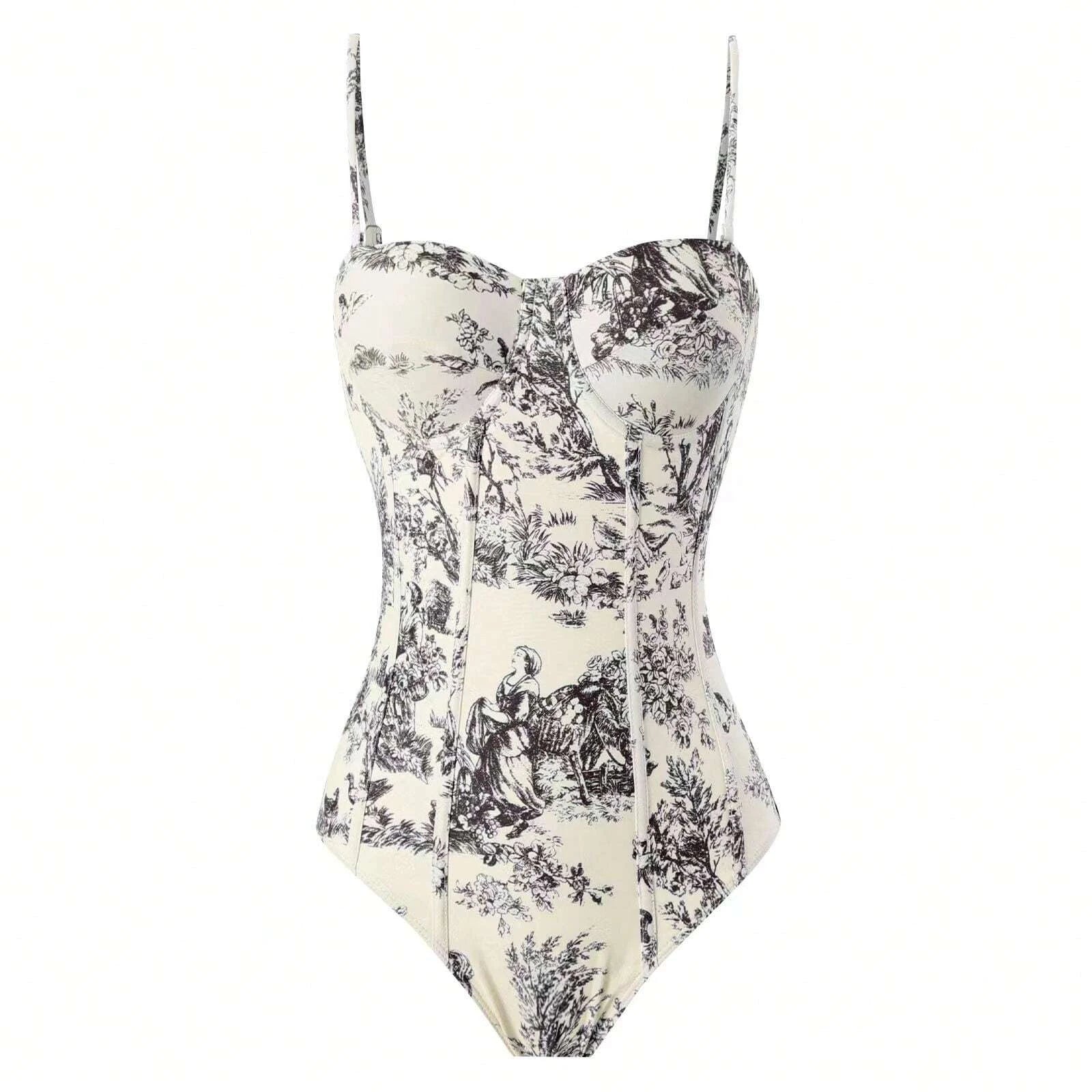Printed Spaghetti Strap Bodysuit