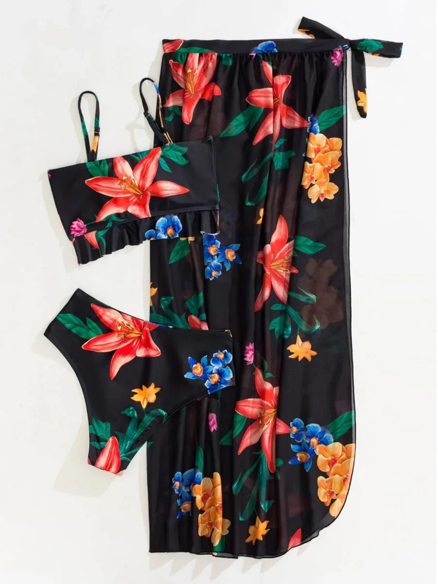 Floral Print Bikini & Sarong Set