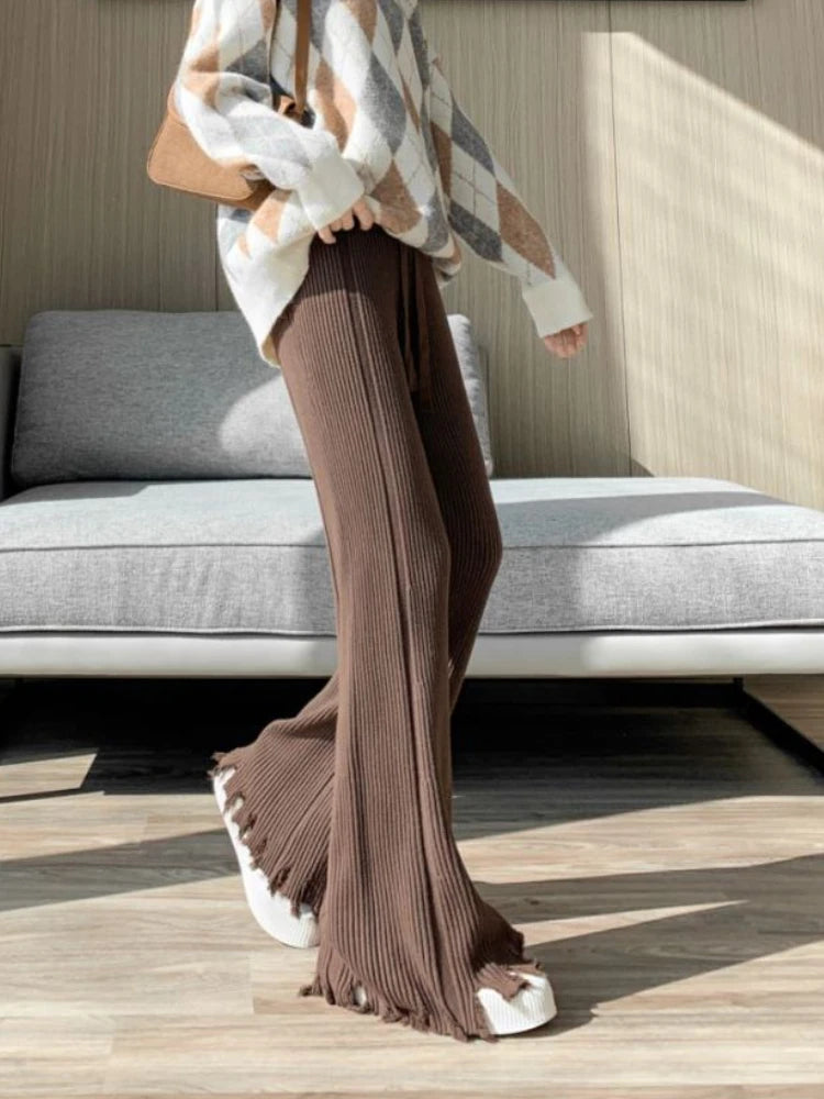 Ribbed Flare Knit Pants