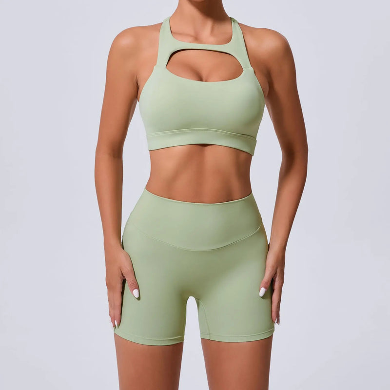 Cut-Out Bra & Shorts Workout Set