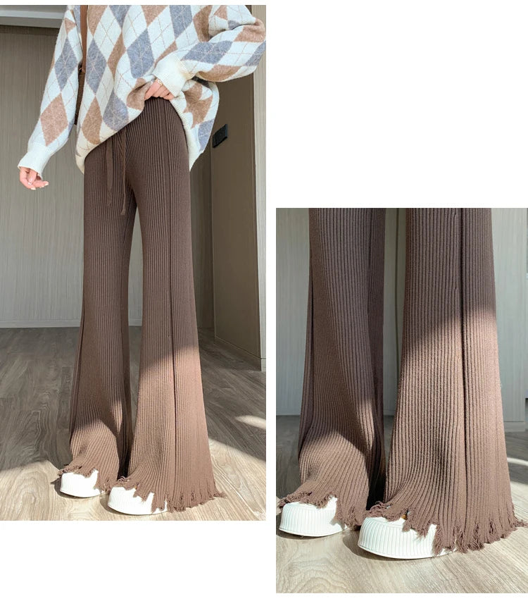 Ribbed Flare Knit Pants