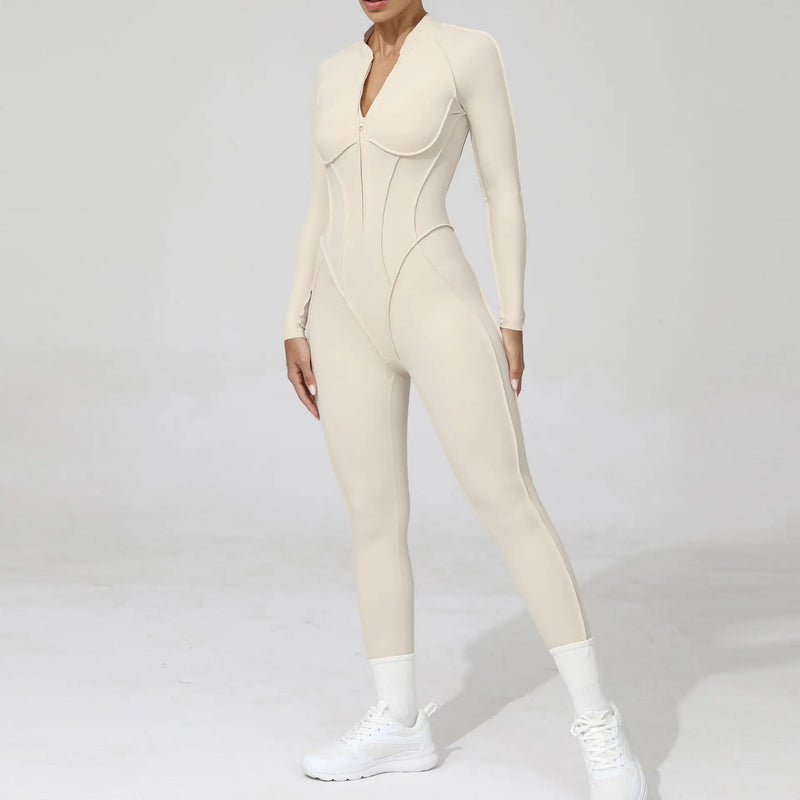 Long Sleeve Zip Front Jumpsuit