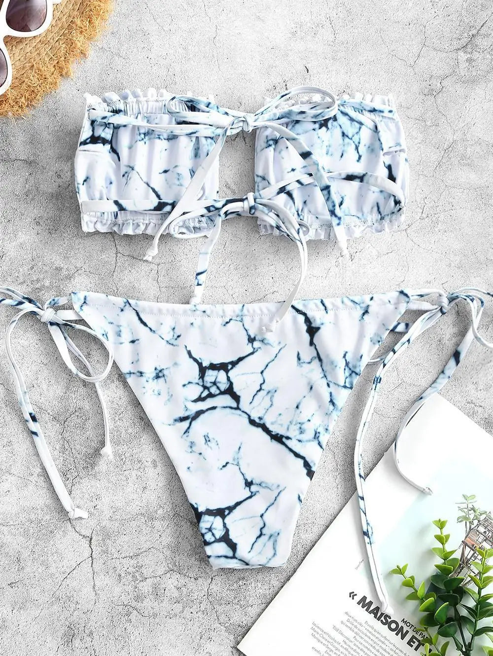 Snakeskin Bandeau Bikini Set