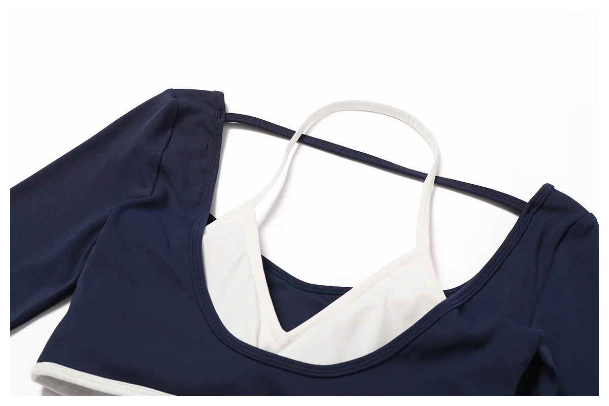 Square Neck Long Sleeve Workout Top