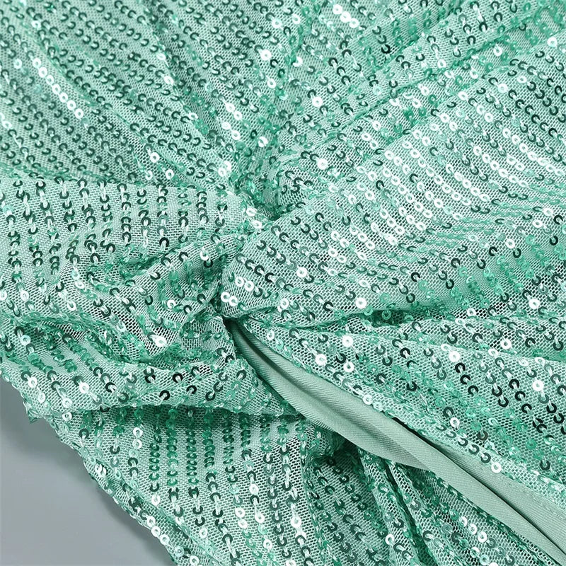 Sequin Spaghetti Strap Evening Gown