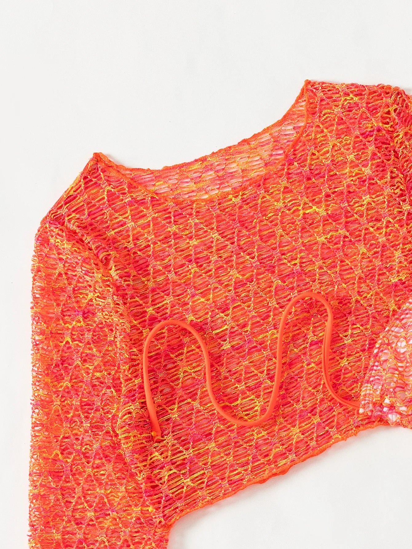 Neon Fishnet Long Sleeve Bikini Set
