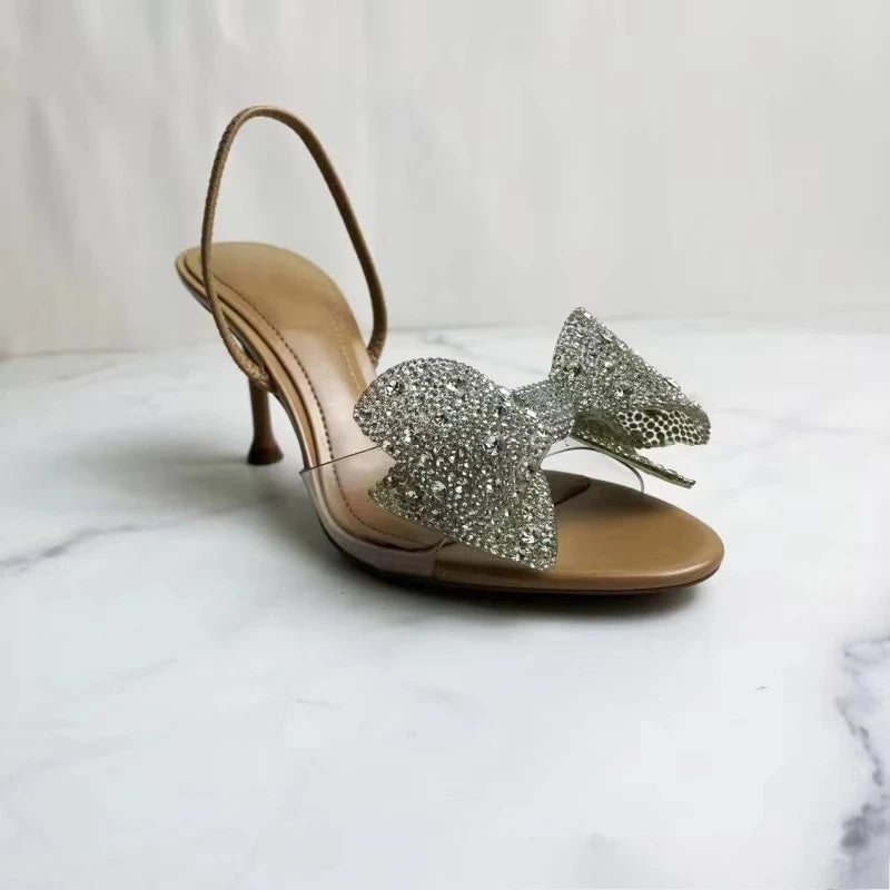 Crystal Bow Slingback Heels