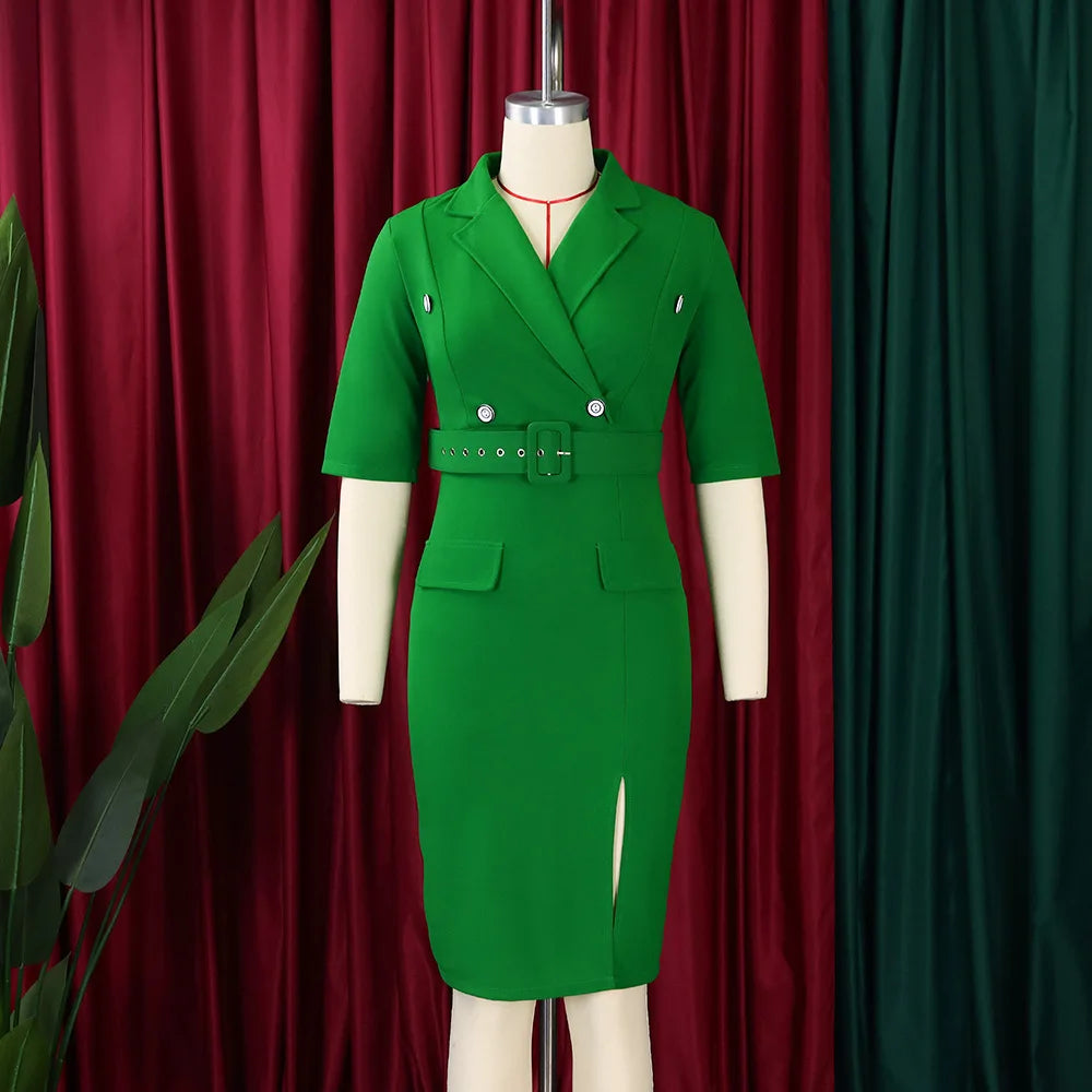 Elegant Red Wrap Bodycon Dress