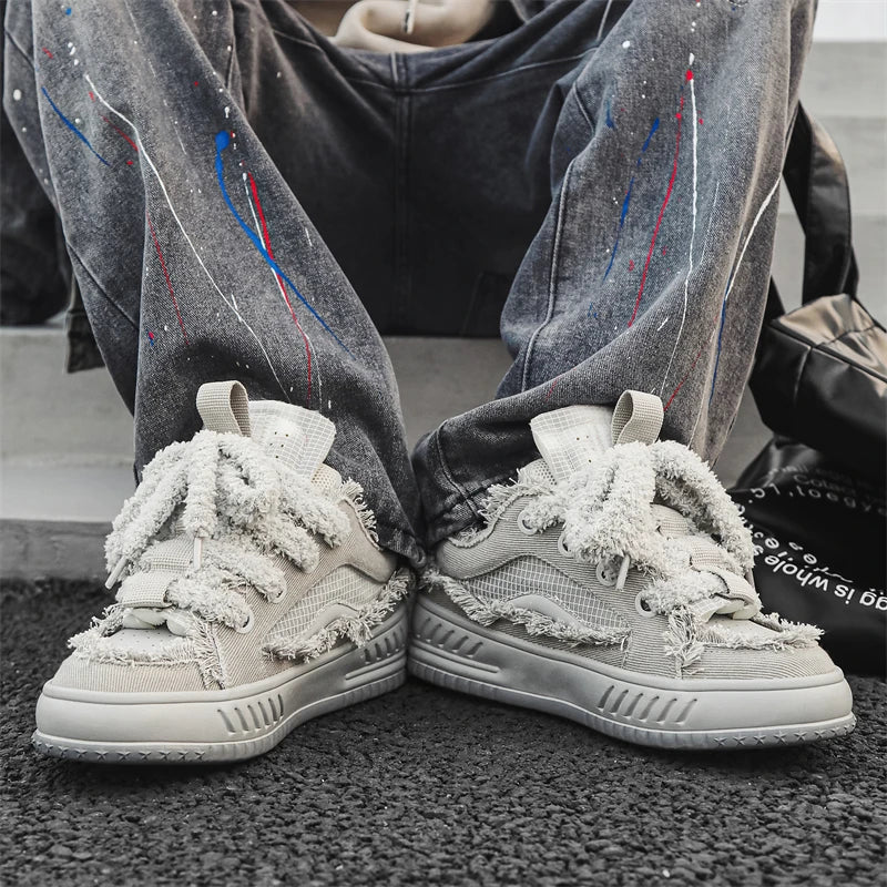 Fuzzy Lace Retro Sneakers
