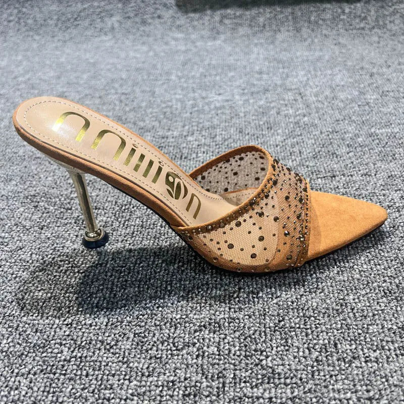 Mesh Rhinestone Stiletto Heels