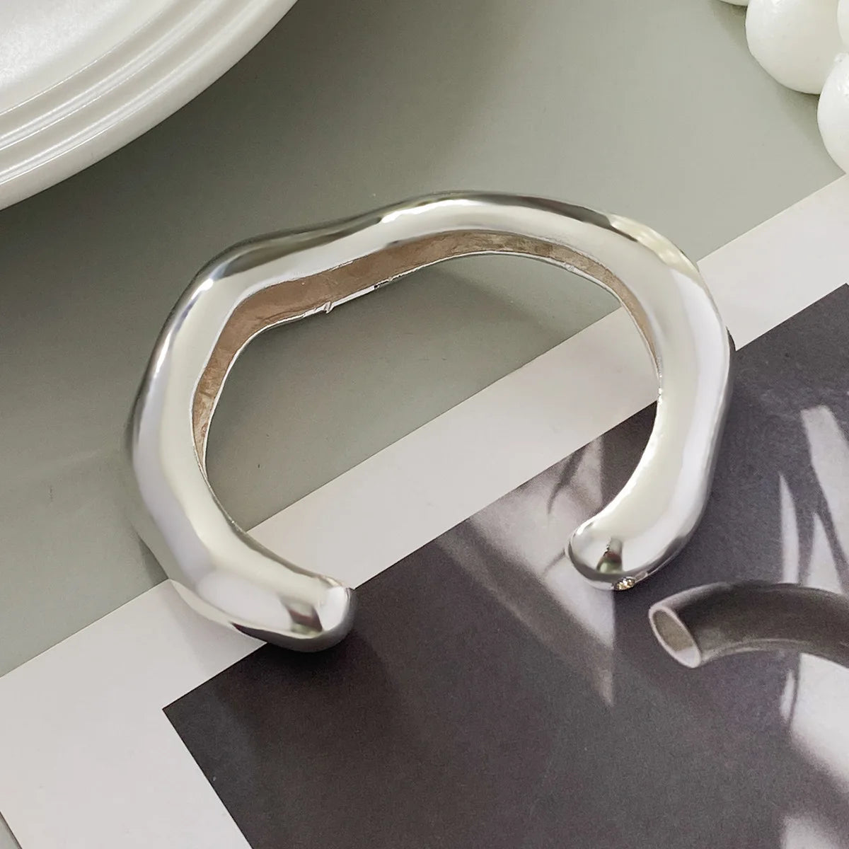 Bold Chunky Sculpted Cuff & Ring Set – Gold & Silver Finish