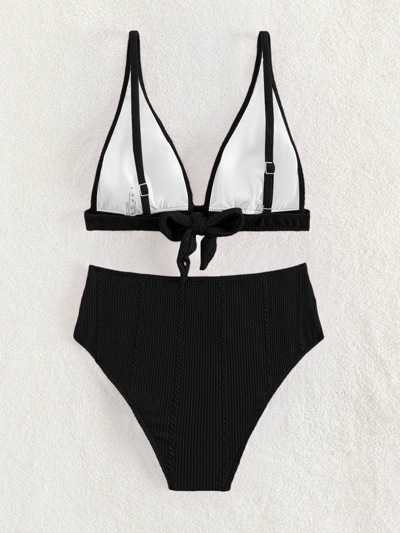 Textured High Waist Bikini Set