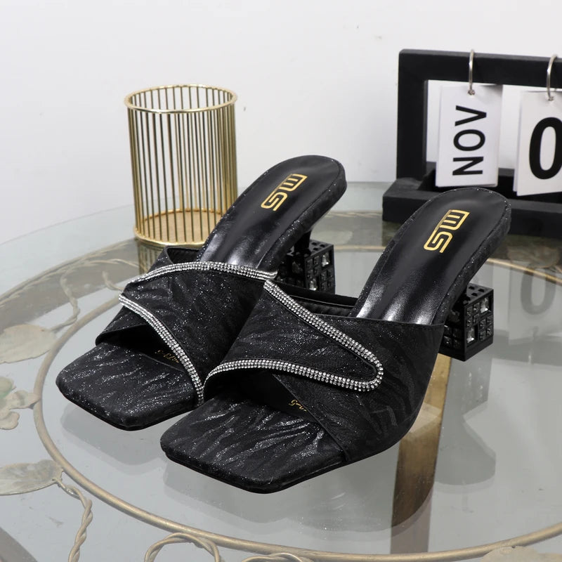 Embellished Block Heel Mules