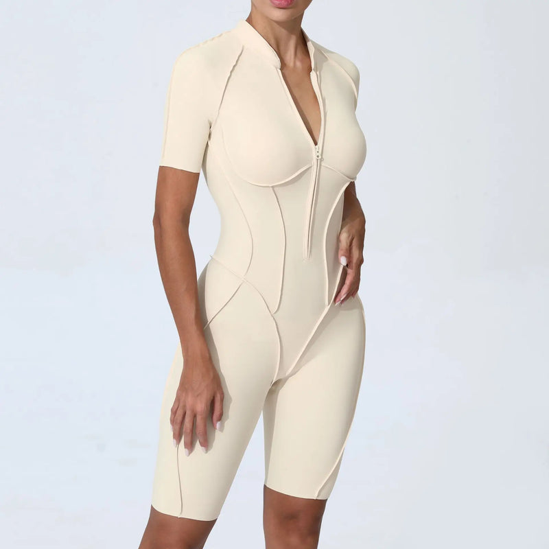 Short-Sleeve Zip Romper