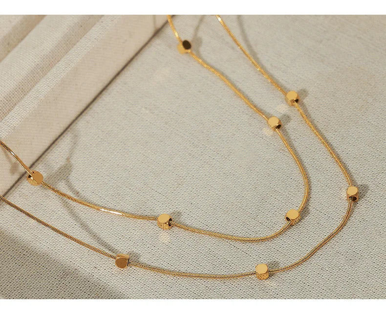 Golden Bead Layered Necklace