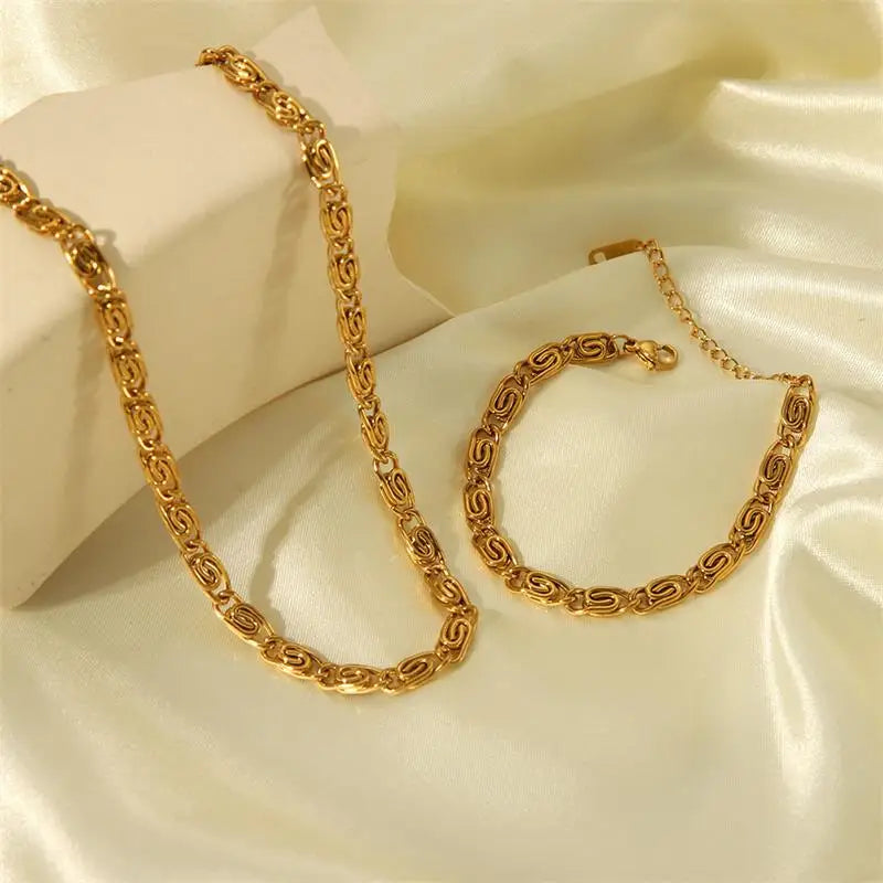 Bold Link Chain Necklace & Bracelet Set