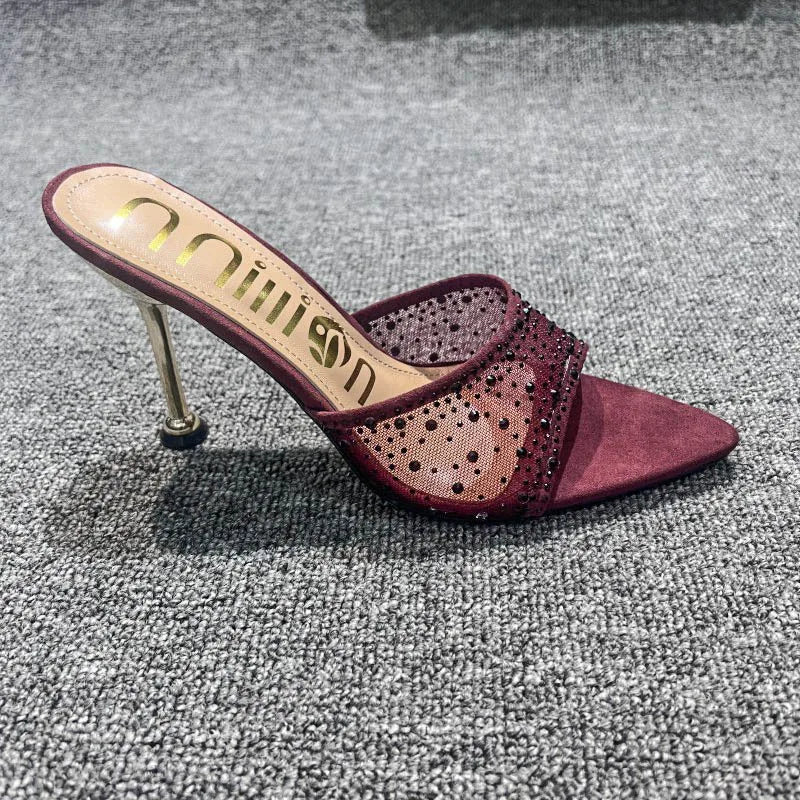 Mesh Rhinestone Stiletto Heels